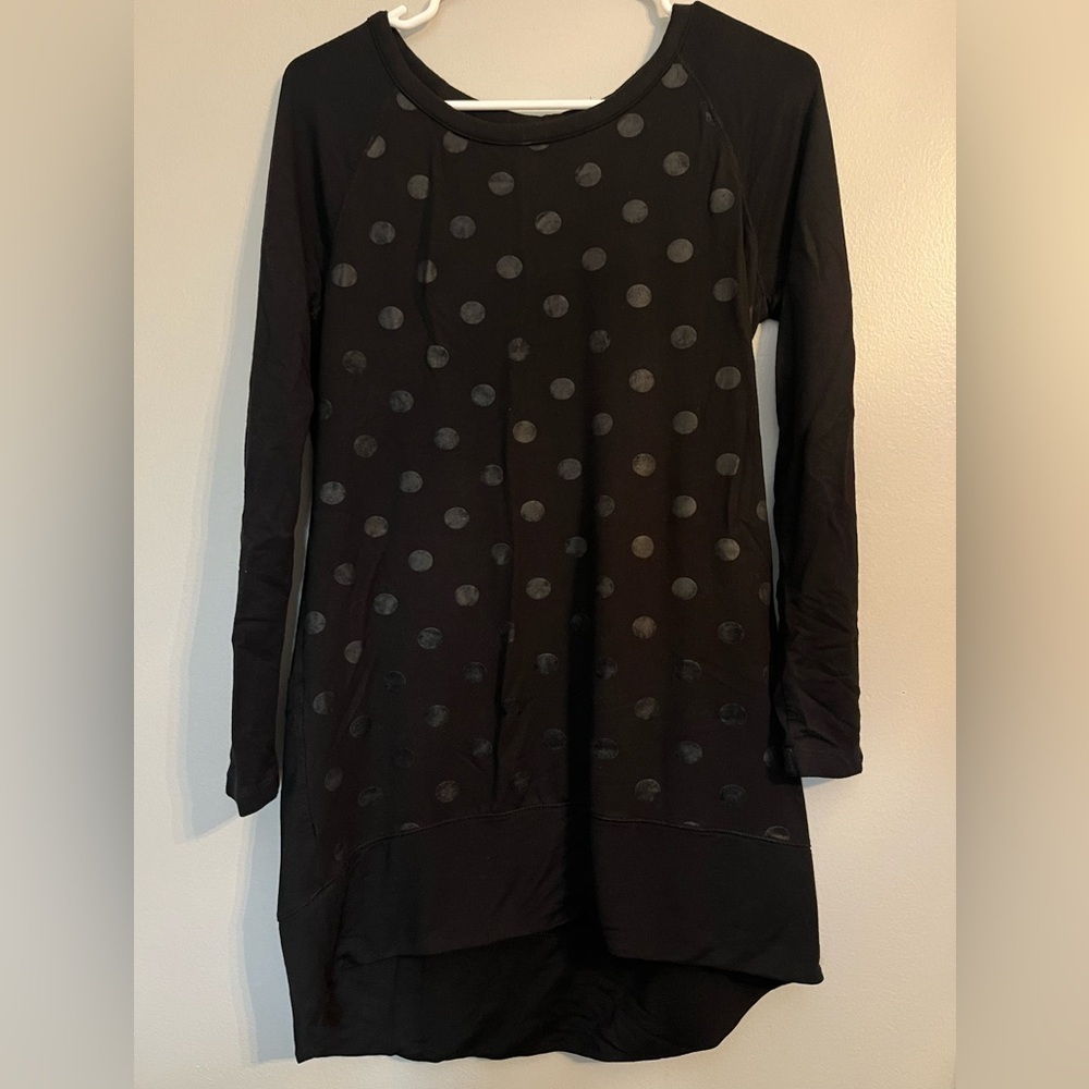 Soma Live Lounge Wear Black Long Sleeve Polka Dot Sleep Shirt Size S